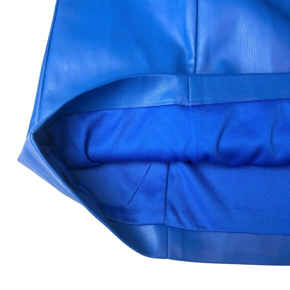 NWT LBLC The Label Marta Sleeveless Mini Dress Vegan Faux Leather Blue Sz L - Picture 4 of 8